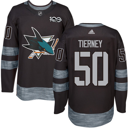 Adidas Sharks #50 Chris Tierney Black 1917-100th Anniversary Stitched NHL Jersey